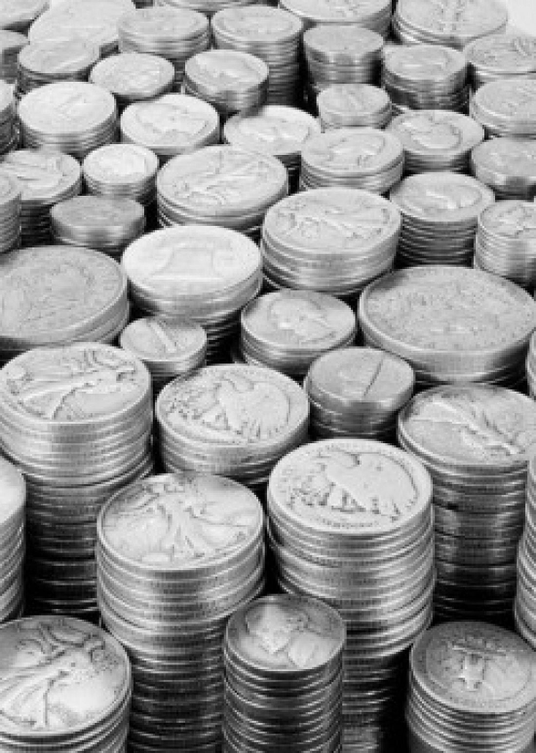 Stacks of coins Canvas Art - (24 x 36)