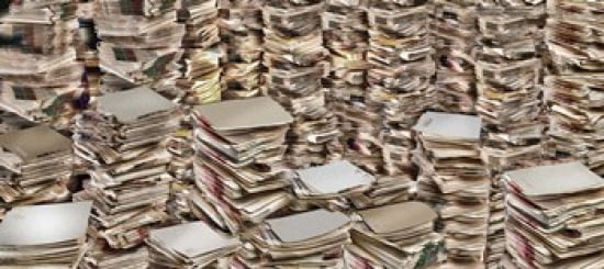 Stacks of files Canvas Art - Panoramic Images (30 x 14)