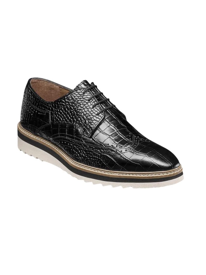 Stacy Adams Black Crocodile Pattern Loafers Stacy Adams Shoes Black Gator Wingtip Golato 25536-001 main image 3