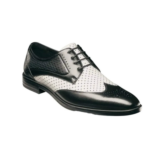 Stacy Adams Asher Wingtip Lace Up Men's Shoes Leather Black/White 25653-111