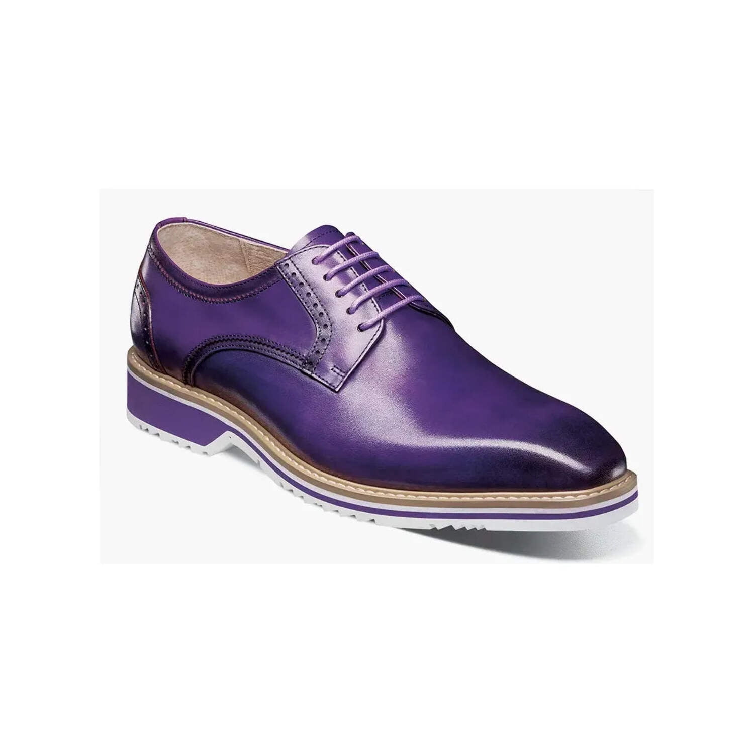 Stacy Adams Lavender Two-Tone Croc-Embossed Leather Oxfords | Jazz Age Zoot Suit Stacy Adams Mens Crocodile Embossed Cream/Yellow Leather  main image 3