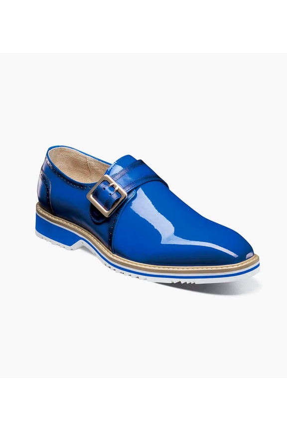 Bartram Plain Toe Monk Strap Patent Shoes Blue 25724-400