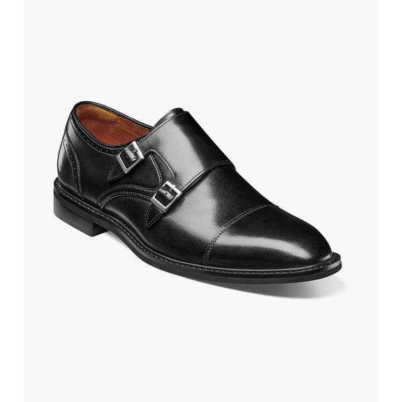 Stacy Adams Boswell Cap Toe Double Monk Strap Shoes Black 25779-001