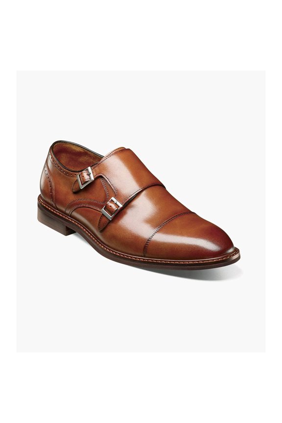 Boswell Cap Toe Double Monk Strap Shoes Brandy 25779-226