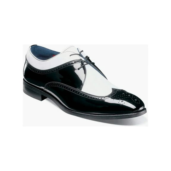 Stacy Adams Dayton II Wingtip Oxford Patent Shoes Black White 25720-111