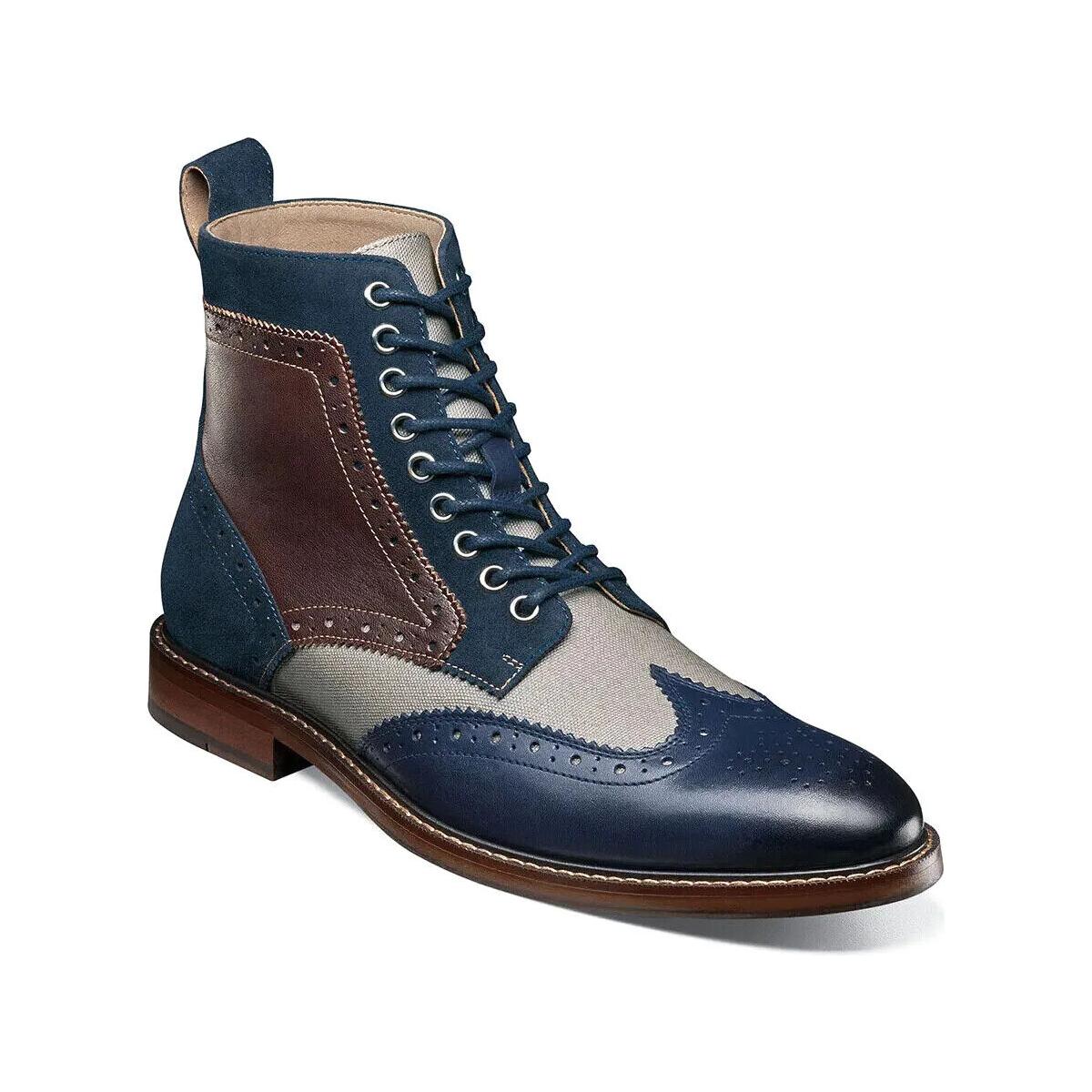 NEW STACY ADAMS men\'s finnegan wingtip boot in navy multi Amazon.com | Stacy Adams Men main image 3