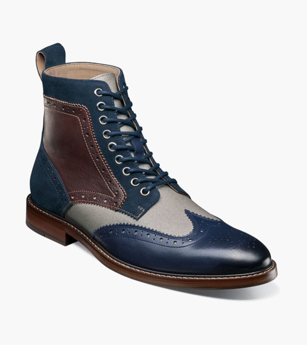 Stacy Adams FINNEGAN WINGTIP LACE UP BOOTS Navy Brown Leather Men’s Size 7.5 Amazon.com | Stacy Adams Men main image 3