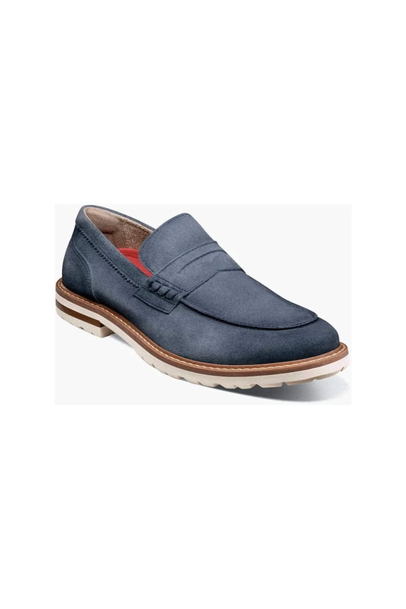 Hopkins Moc Toe Penny Slip-On Shoes Navy Suede 25708-415