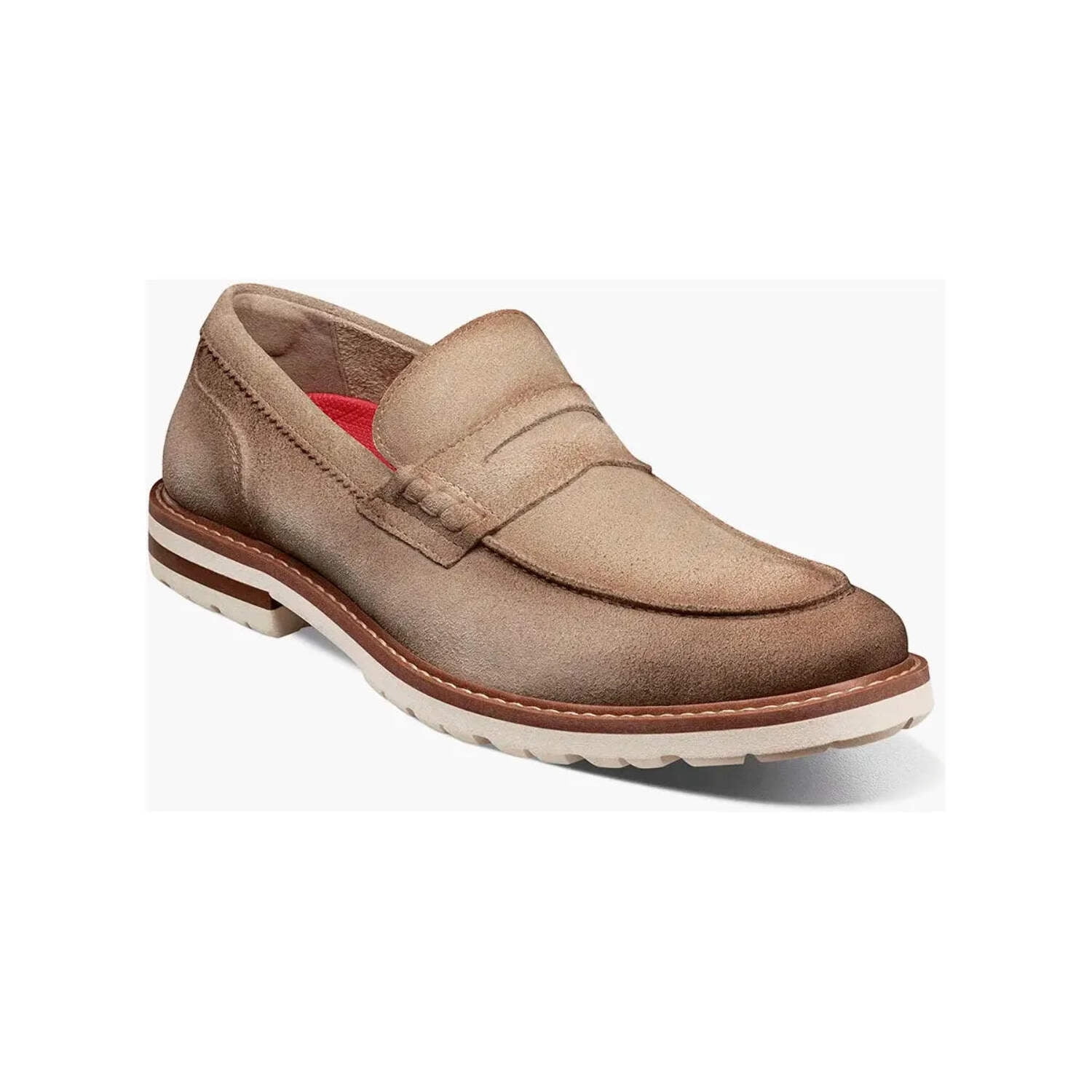 Stacy Adams Hopkins Moc Toe Penny Slip-On Shoes Sand 25708 