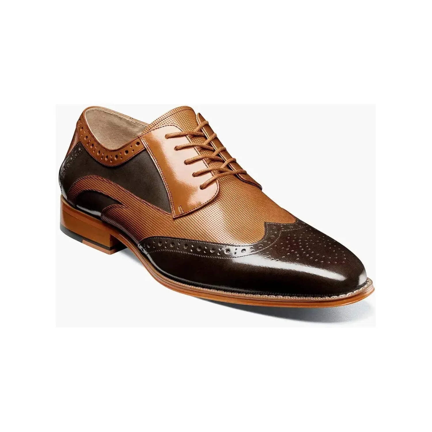 Stacy Adams Cognac Multi-Tone Shoes Stacy Adams Madison Cognac Lace Up Dress Boots for Men main image 4