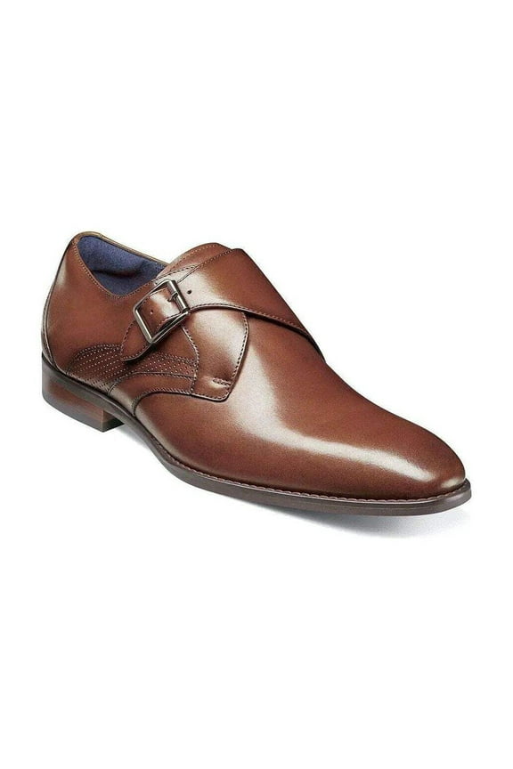 Karcher Plain Toe Monk Strap Shoes Leather Cognac 25590-221