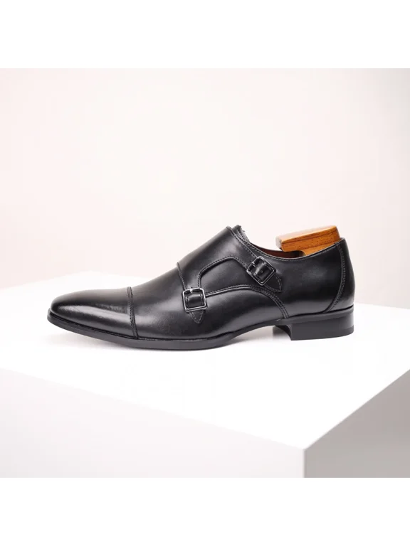 Stacy Adams Karson Wingtip Double Monk Strap Shoes Leather