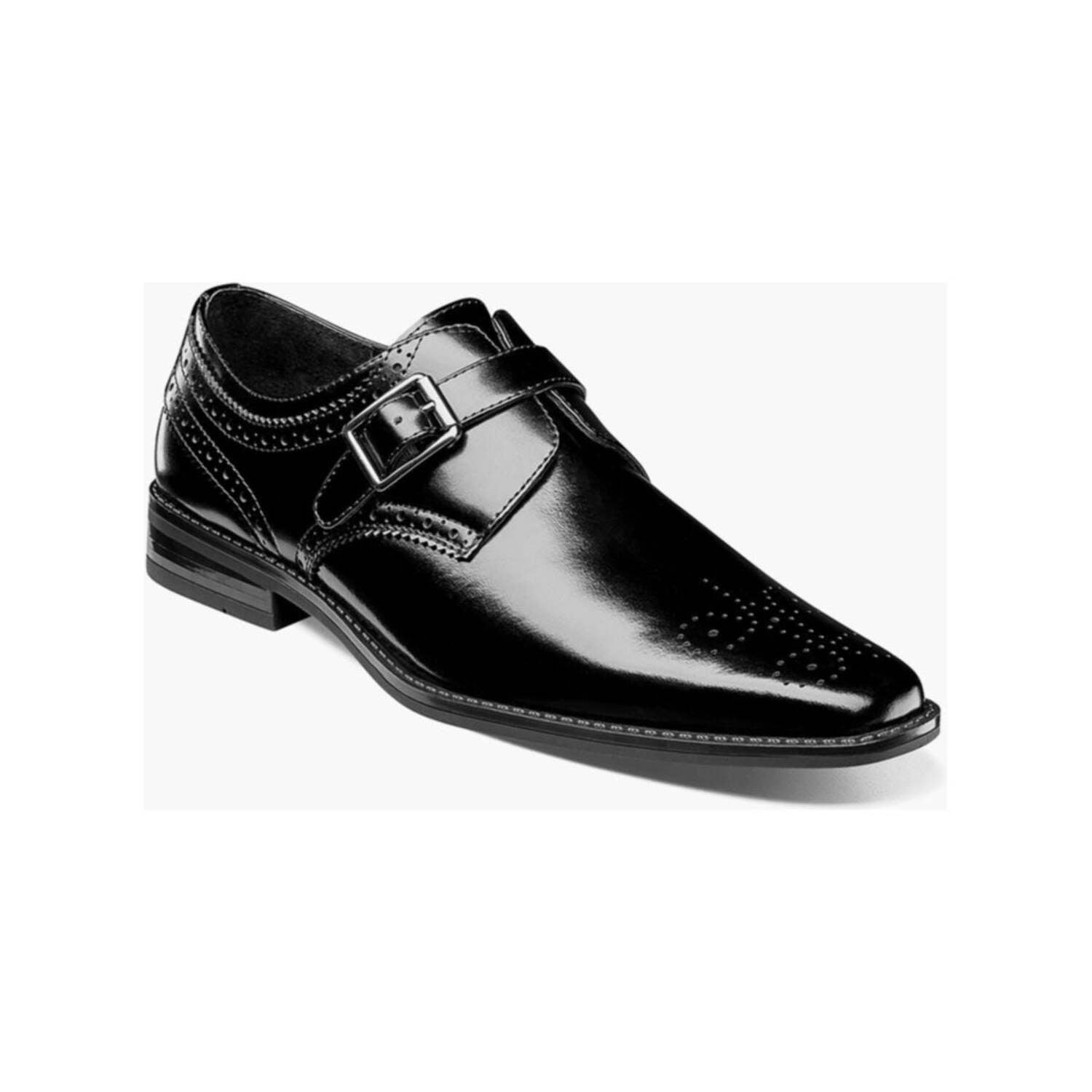 Stacy Adams Kinsley Plain Toe Monk Strap Shoes Black 20180 001