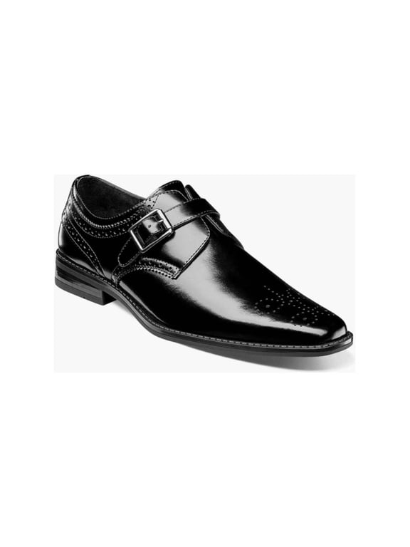 Kinsley Plain Toe Monk Strap Shoes Black 20180-001