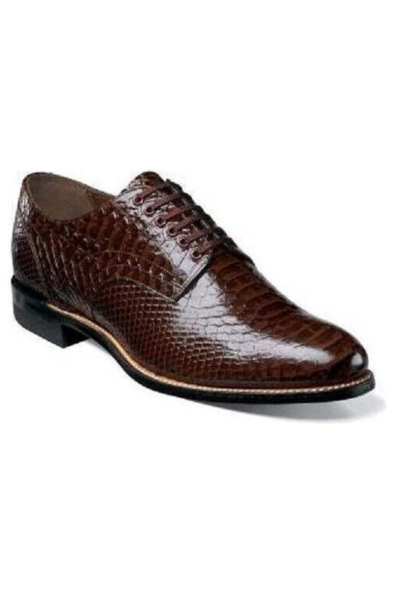Stacy Adams Madison Anaconda Print Leather Mens Shoes Brown Biscuit 00055-200