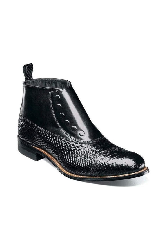 Stacy Adams Madison Spectator Spat Cap Toe Demi Boot Two Tone Black 00109-001