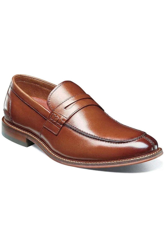 25550-221 Stacy Adams Marlowe Algonquin Moc Toe Penny Slip On Cognac Leather