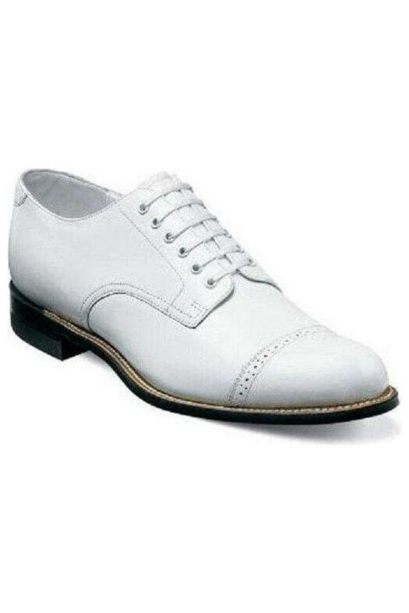 Stacy Adams Men Dress Classic Cap Toe Lace Shoes White Madison Biscuit 00012-07