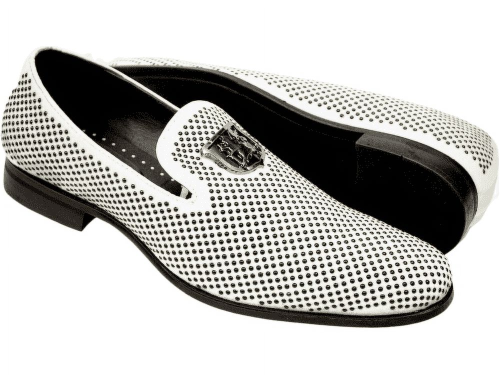 Stacy Adams Men Shoes Swagger Studded Slip On Satin Black White Formal 25228-111 - image 1 of 4