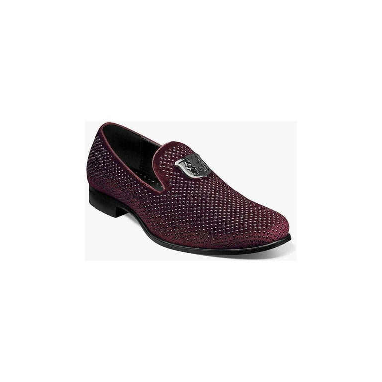 Stacy Adams Mens Swagger Studded Slip-On Loafer Burgundy 8 