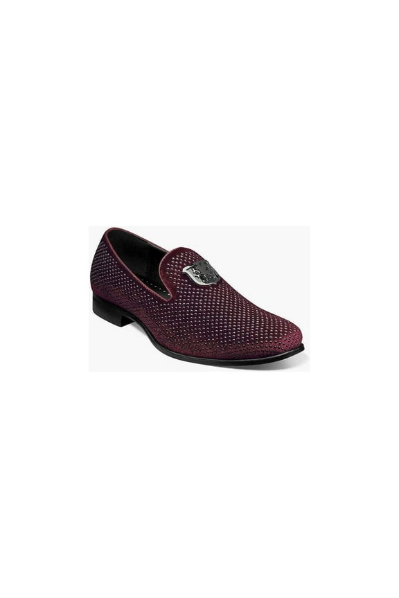 Mens Swagger Studded Slip-On Loafer Burgundy 11