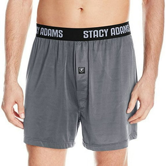 Men's Stacy Adams SA1000 Moisture Wicking ComfortBlend Boxer Short (Gray L)