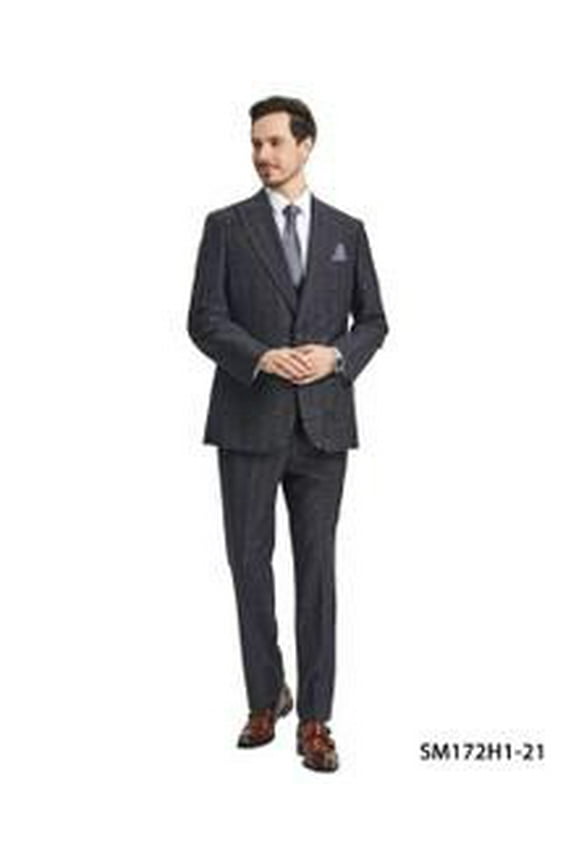 Men's Charcoal Plaid 3 Piece Suit U-Vest SM172H1-21
