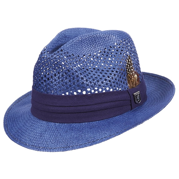 Stacy Adams Men's Pinch Front Vented Toyo Hat M Navy
