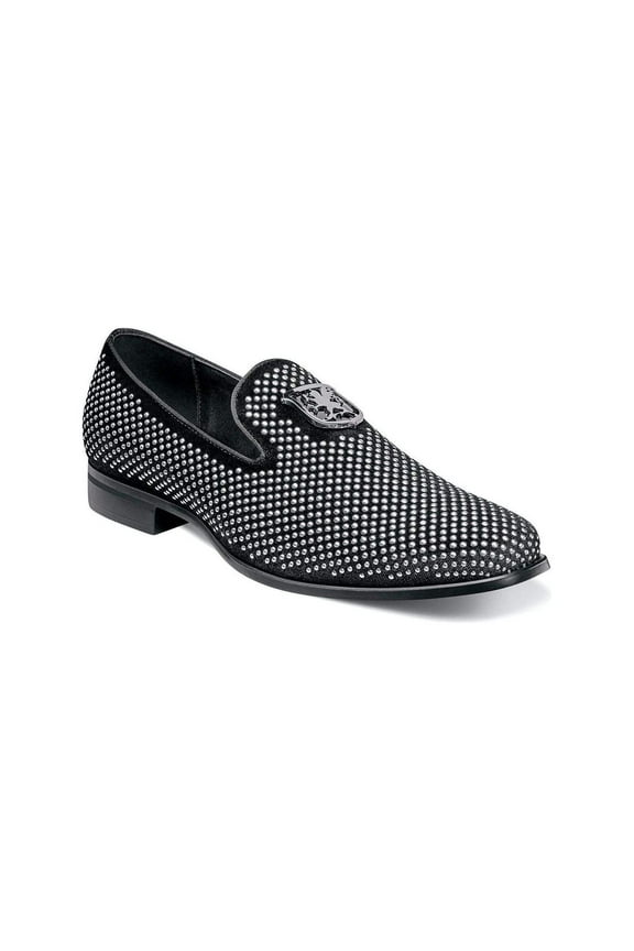 Stacy Adams Men's Shoes Swagger Studded Slip On Black and Silver 25228-042