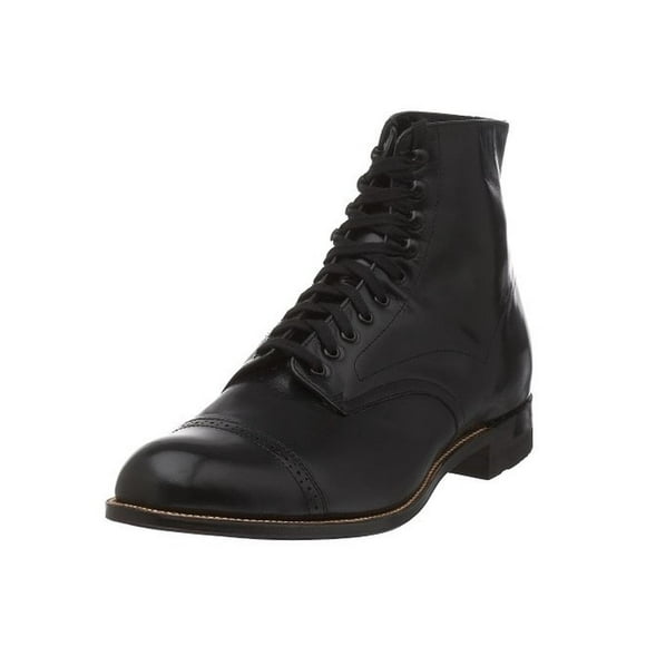 Mens Madison Leather Cap Toe Boots Black 12 Extra Wide (E+, WW)