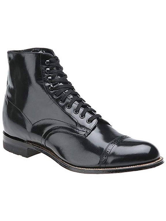 Mens Madison Leather Cap Toe Boots Black 13 Extra Wide (E+, WW)