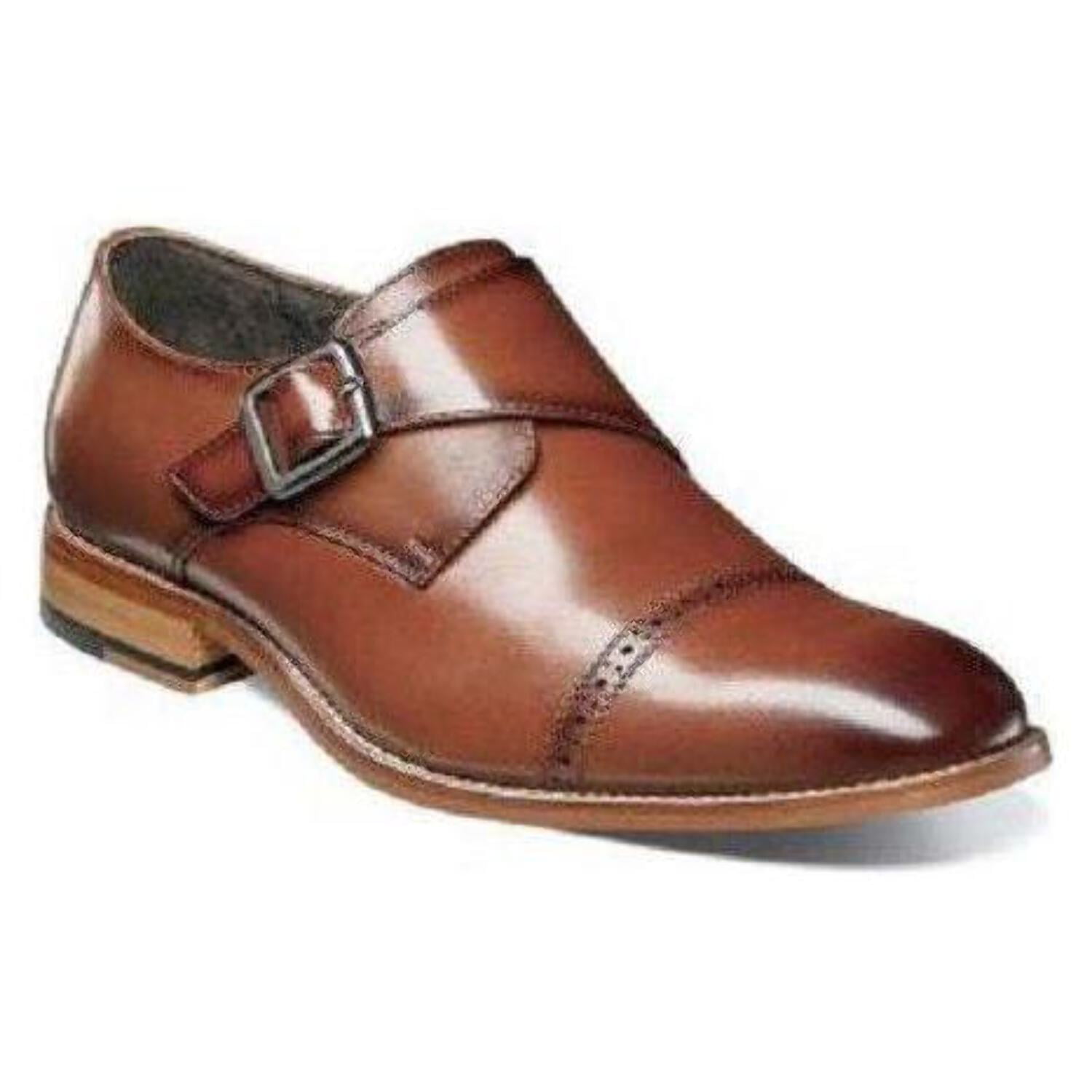 Stacy Adams Mens Shoes Desmond Leather Cap Toe Monk Strap Loafer