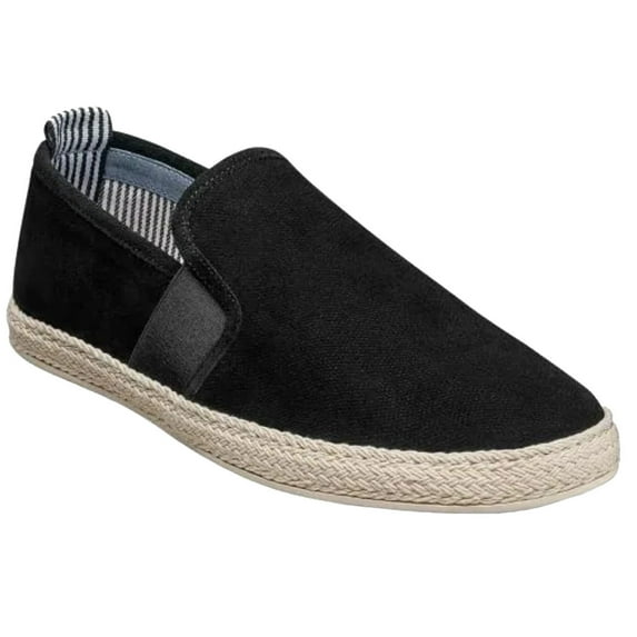 Stacy Adams Nino Plain Toe Slip On Espadrille Shoes Black Suede 25454-008