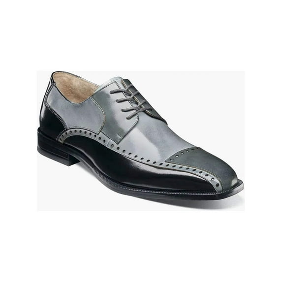 Stacy Adams Plaza Modified Cap Toe Oxford Shoes Leather Black Gray 25608-975