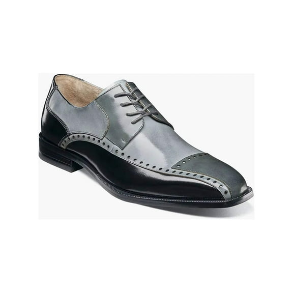 Stacy Adams Plaza Modified Cap Toe Oxford Shoes Leather Black Gray 25608-975