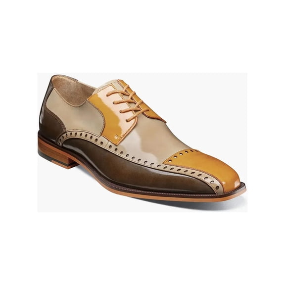 Stacy Adams Plaza Modified Cap Toe Oxford Shoes Leather Olive  Multi 25608-302