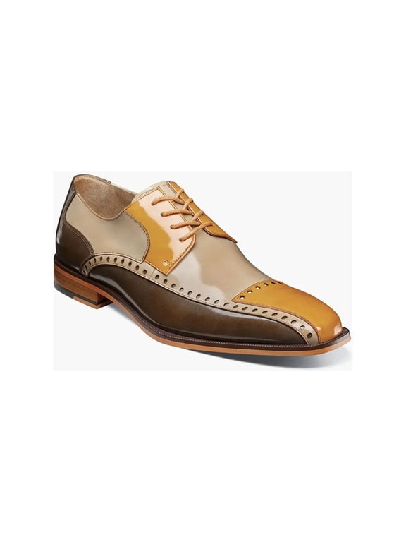 Plaza Modified Cap Toe Oxford Shoes Leather Olive Multi 25608-302