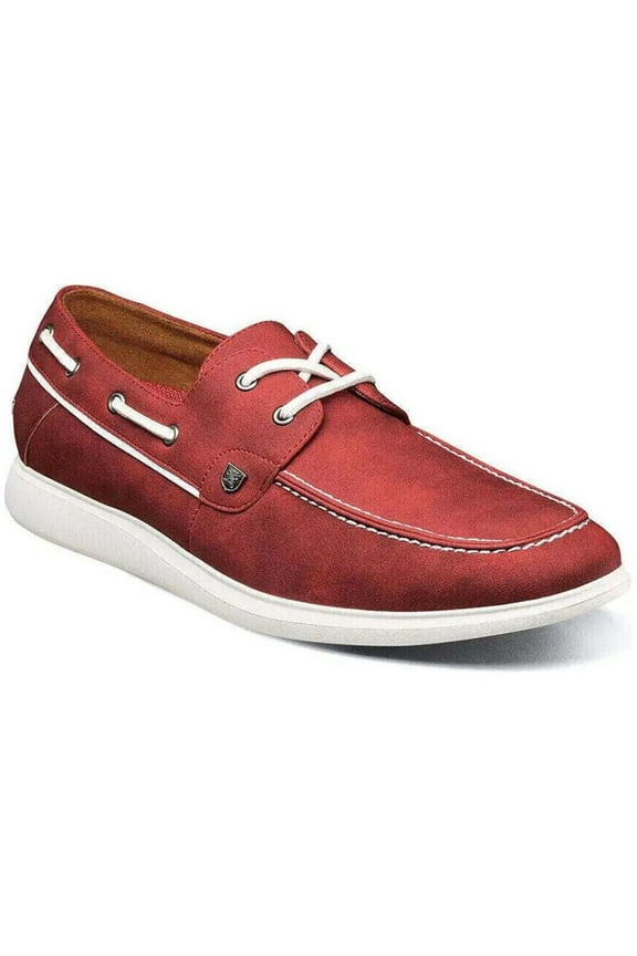 Stacy Adams Reid Moc Toe Lace Up Boat Shoes Lightweight Red 25592-600