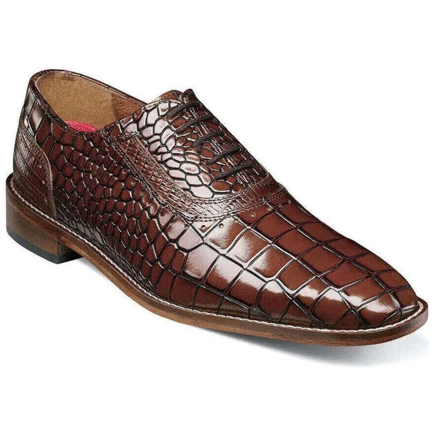 Stacy Adams Riccardi Plain Toe Oxford Shoes Animal Print Cognac 25575 ...