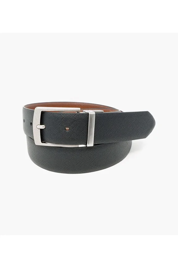 SA538-001-32 Men's Enzo 34mm Textured Reversible Belt, Size: 32, Black to Cognac
