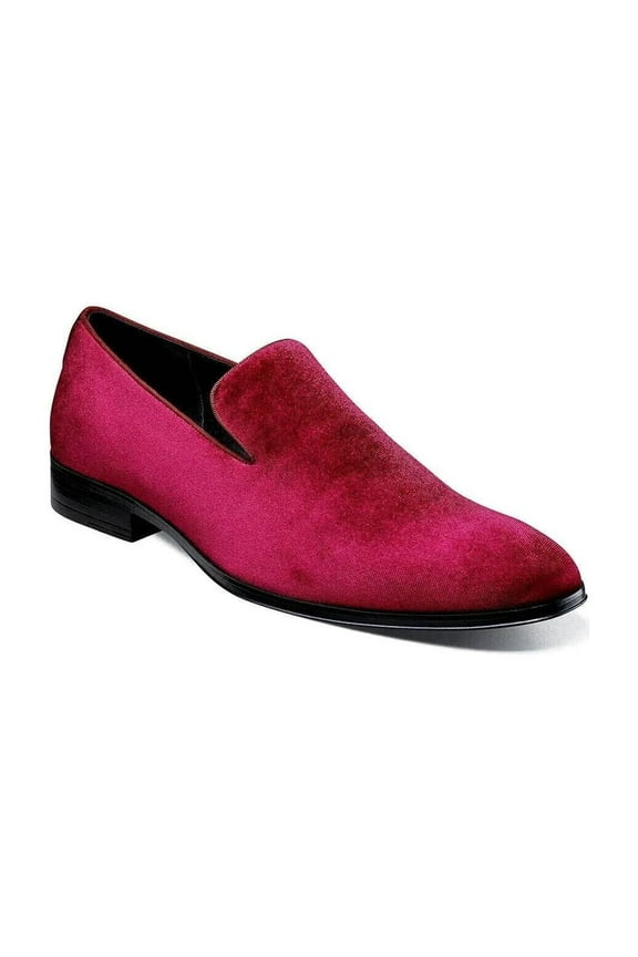 Savion Plain Toe Velour Slip On Party Shoes Cranberry 25613-608