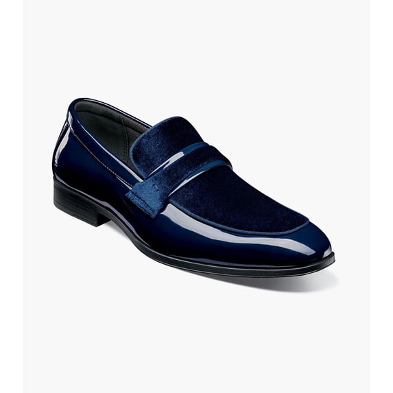Stacy Adams Spratley Moc Toe Saddle Slip On Dress Shoes Navy 25686-410