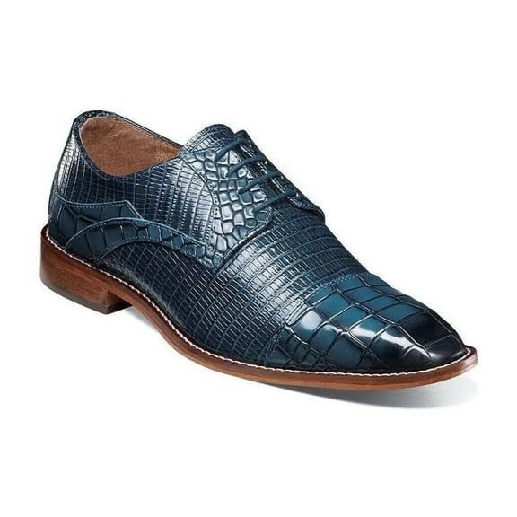 Stacy Adams Tedesco Cap Toe Oxford Lizard Leather Dress Shoes Blue 25630-400