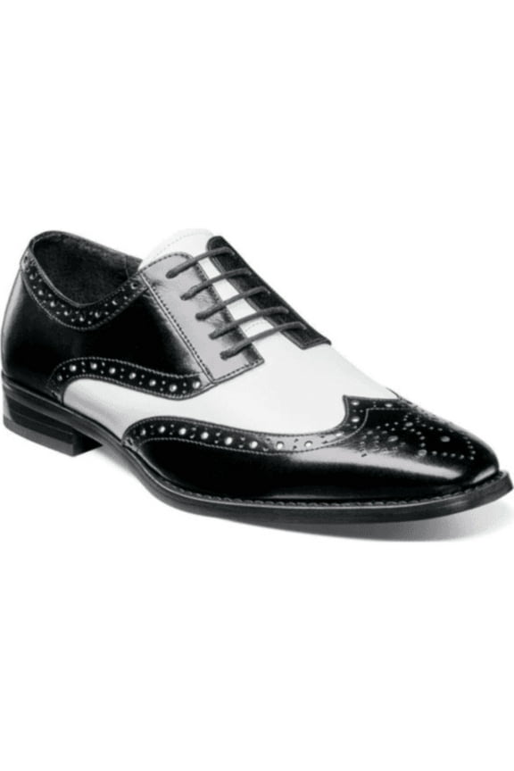 Stacy Adams Tinsley Wingtip Oxford Men's Shoes Black White Lace Up 25092-111