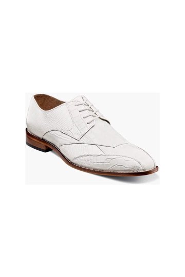 Stacy Adams Tristano Modified Bike Toe Oxford Shoes White 25694-100 SZ-7 M Stacy Adams Herren Tristano Bike Toe Lace Up Oxford, Weiss  main image 4