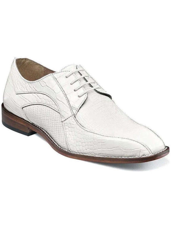 Stacy Adams Turano Bike Toe Oxford Croc Print Shoes White 25576-100