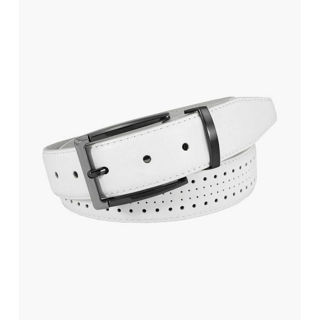 Stacy Adams White Leather Belt Pacer
