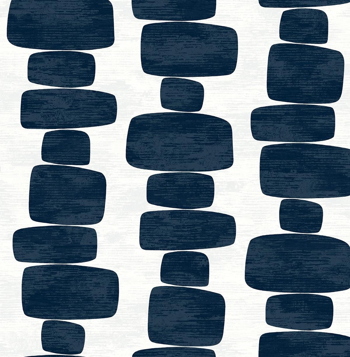 Stacy Garcia Home Blue Stripe Block Geometric Peel and Stick Wallpaper - 20.5 in. W. x 18 ft. L. Roll