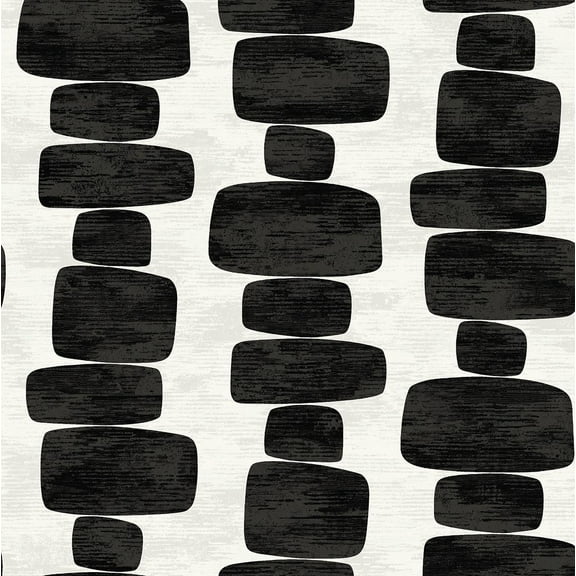 Stacy Garcia Home Charcoal Stripe Block Geometric Peel and Stick Wallpaper - 20.5 in. W. x 18 ft. L. Roll
