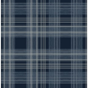 Stacy Garcia Home Denim Blue Rad Plaid Peel and Stick Wallpaper